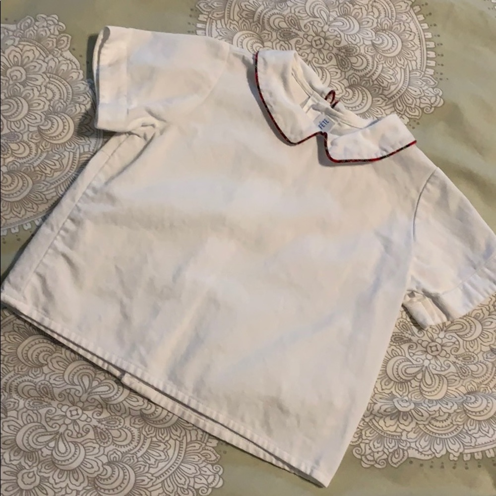 Vive La Fete button back collar shirt plaid trim